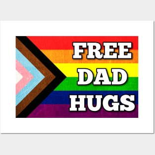 Free Dad Hugs - Pride Flag Posters and Art